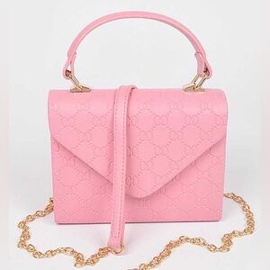 Gold Chain Logo Quilted Convertible Purse Bag